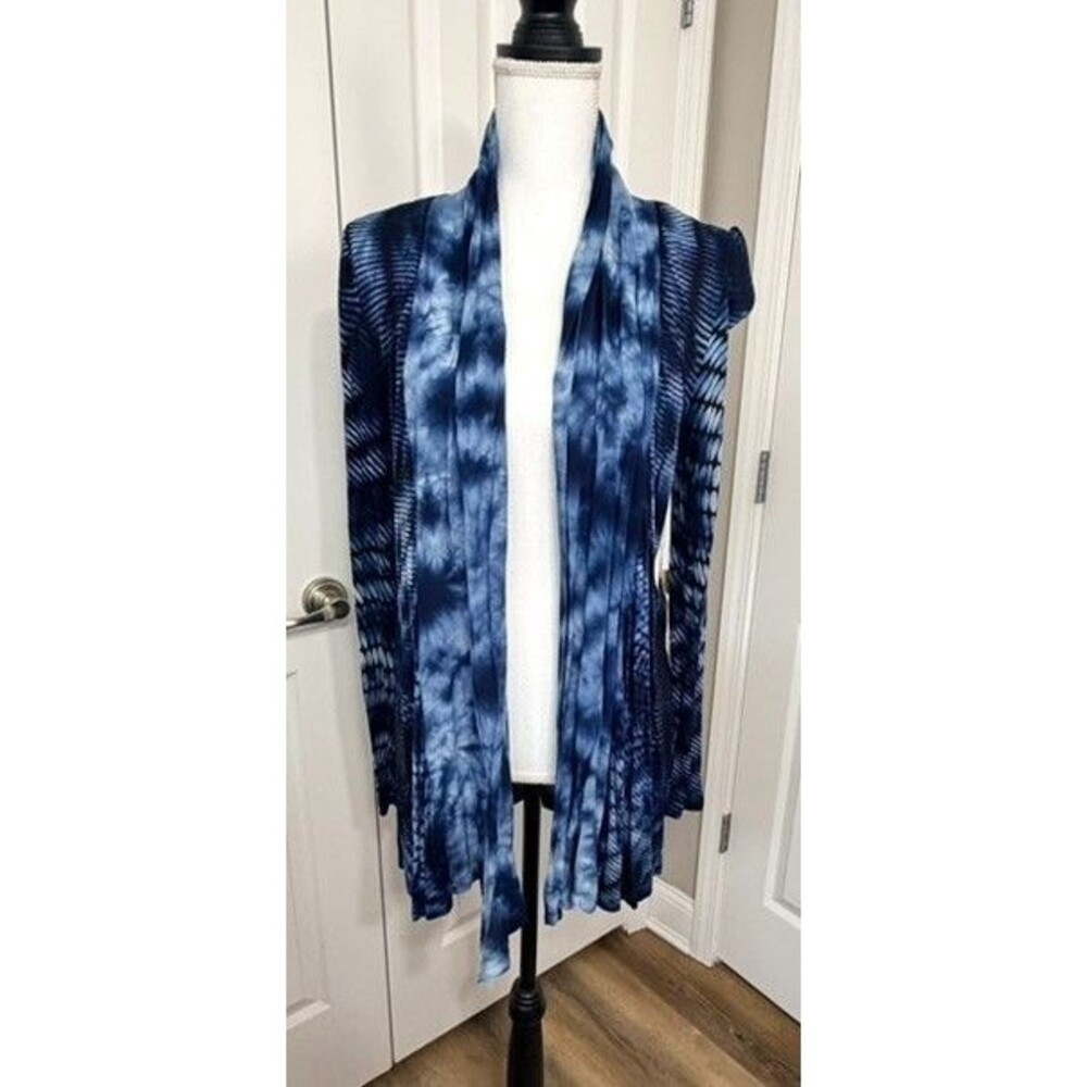 NWT One World Cardigan Size S Blue Tie Dye Open Front Lightweight Boho‎ Top